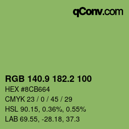カラーコード: RGB 140.9 182.2 100 | qconv.com