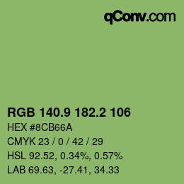 カラーコード: RGB 140.9 182.2 106 | qconv.com