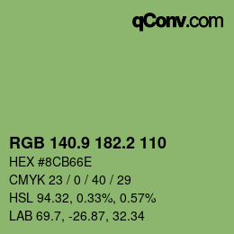 カラーコード: RGB 140.9 182.2 110 | qconv.com