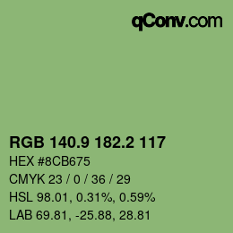 カラーコード: RGB 140.9 182.2 117 | qconv.com