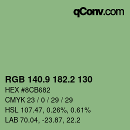 カラーコード: RGB 140.9 182.2 130 | qconv.com