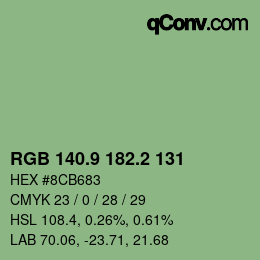 カラーコード: RGB 140.9 182.2 131 | qconv.com