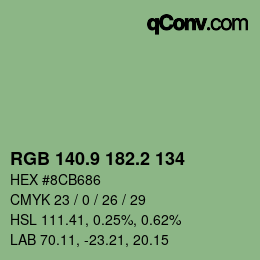 カラーコード: RGB 140.9 182.2 134 | qconv.com