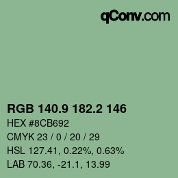 カラーコード: RGB 140.9 182.2 146 | qconv.com