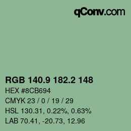 カラーコード: RGB 140.9 182.2 148 | qconv.com