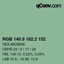 カラーコード: RGB 140.9 182.2 152 | qconv.com