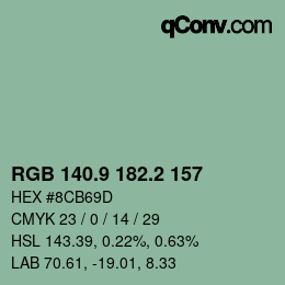 カラーコード: RGB 140.9 182.2 157 | qconv.com