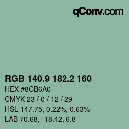 Color code: RGB 140.9 182.2 160 | qconv.com