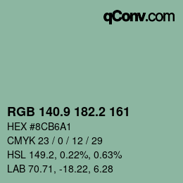 カラーコード: RGB 140.9 182.2 161 | qconv.com