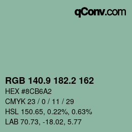 Código de color: RGB 140.9 182.2 162 | qconv.com