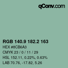 Color code: RGB 140.9 182.2 163 | qconv.com