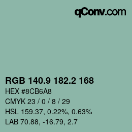 Color code: RGB 140.9 182.2 168 | qconv.com