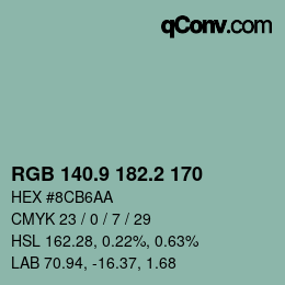 Color code: RGB 140.9 182.2 170 | qconv.com