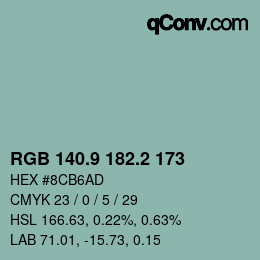 Color code: RGB 140.9 182.2 173 | qconv.com
