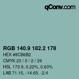 Color code: RGB 140.9 182.2 178 | qconv.com