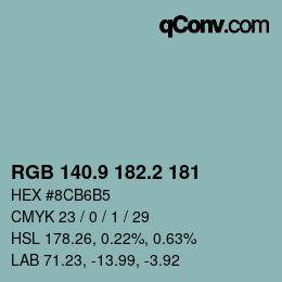カラーコード: RGB 140.9 182.2 181 | qconv.com