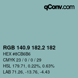 Color code: RGB 140.9 182.2 182 | qconv.com