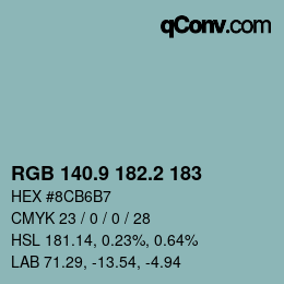 カラーコード: RGB 140.9 182.2 183 | qconv.com