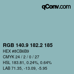 カラーコード: RGB 140.9 182.2 185 | qconv.com