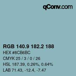 Color code: RGB 140.9 182.2 188 | qconv.com