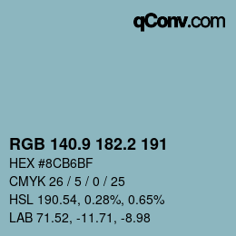 Farbcode: RGB 140.9 182.2 191 | qconv.com