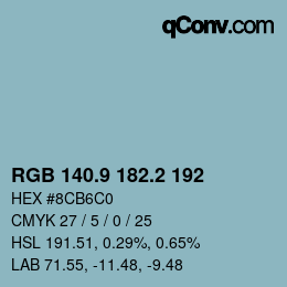 Color code: RGB 140.9 182.2 192 | qconv.com