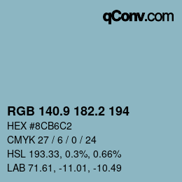 Color code: RGB 140.9 182.2 194 | qconv.com
