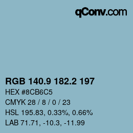 Color code: RGB 140.9 182.2 197 | qconv.com
