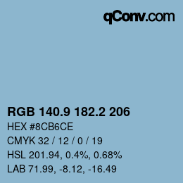 Color code: RGB 140.9 182.2 206 | qconv.com