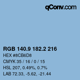 カラーコード: RGB 140.9 182.2 216 | qconv.com
