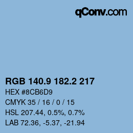 カラーコード: RGB 140.9 182.2 217 | qconv.com