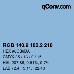 Color code: RGB 140.9 182.2 218 | qconv.com