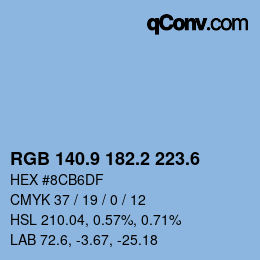 カラーコード: RGB 140.9 182.2 223.6 | qconv.com