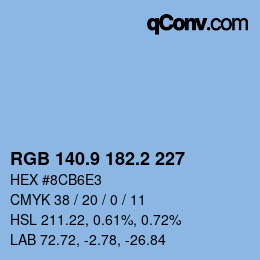 カラーコード: RGB 140.9 182.2 227 | qconv.com
