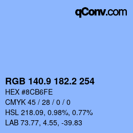 カラーコード: RGB 140.9 182.2 254 | qconv.com