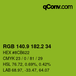 カラーコード: RGB 140.9 182.2 34 | qconv.com