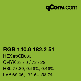 カラーコード: RGB 140.9 182.2 51 | qconv.com