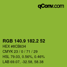 カラーコード: RGB 140.9 182.2 52 | qconv.com