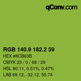 カラーコード: RGB 140.9 182.2 59 | qconv.com