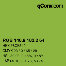 カラーコード: RGB 140.9 182.2 64 | qconv.com