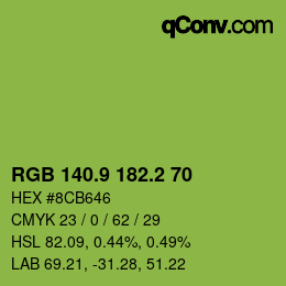 カラーコード: RGB 140.9 182.2 70 | qconv.com