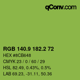 カラーコード: RGB 140.9 182.2 72 | qconv.com