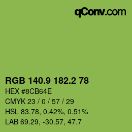 カラーコード: RGB 140.9 182.2 78 | qconv.com