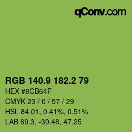 カラーコード: RGB 140.9 182.2 79 | qconv.com