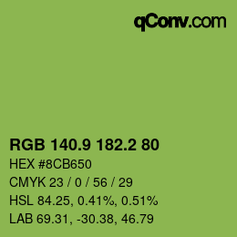 カラーコード: RGB 140.9 182.2 80 | qconv.com