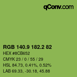 カラーコード: RGB 140.9 182.2 82 | qconv.com