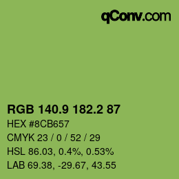 カラーコード: RGB 140.9 182.2 87 | qconv.com