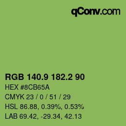 カラーコード: RGB 140.9 182.2 90 | qconv.com