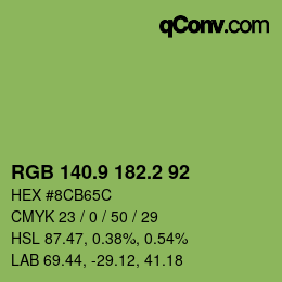 カラーコード: RGB 140.9 182.2 92 | qconv.com