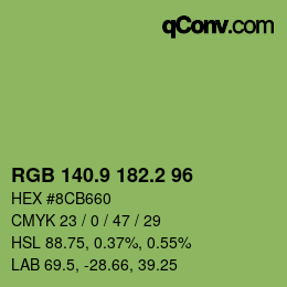 カラーコード: RGB 140.9 182.2 96 | qconv.com
